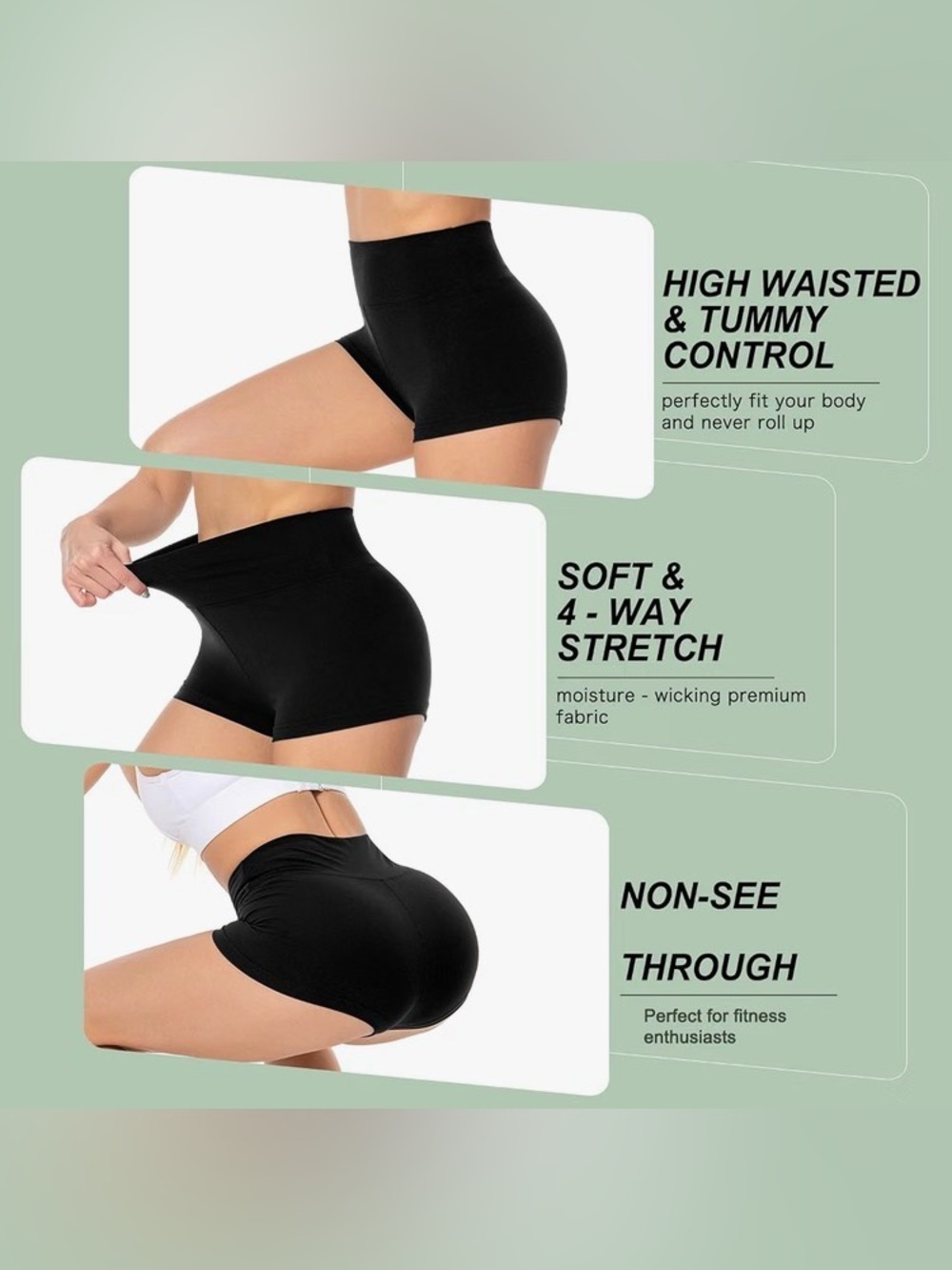 High-Waist Athletic Shorts in Bright Blue - Picture 3 of 9